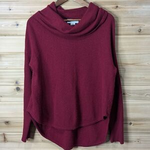 Bryn Walker Sweater Womens Small Red Cashmere Blend Cowl Sweater